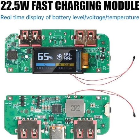 Generic 22.5W USB Fast Charging Step-Down Converter Power Bank Module with PD QC FCP VOOC Protocols Type-C and Dual USB