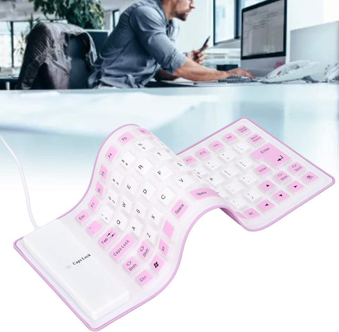 Silicone Foldable Flexible USB Wired Gaming Keyboard, 85 Keys, Waterproof, Dustproof, Roll-up Design for PC