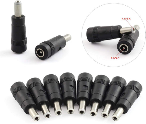 ZYAMY 10pcs DC Power Adapter, 5.5x2.1mm Female Jack to 5.5x2.5mm Male Plug Electrical Socket Converter
