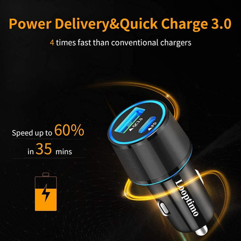 Fast USB C Car Charger, Compatible with Google Pixel 8/8 Pro/7/7 Pro/6/6a/6 Pro/5a/5/4a/4/4 XL/3, 30W Power Delivery & Quick Charge 3.0 Car Adapter (Fast Charging Type C Cable 3.3Ft Included)