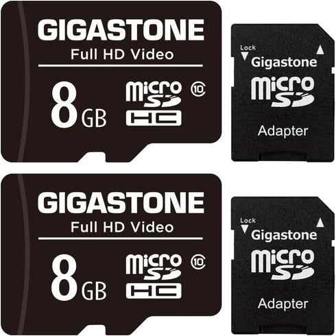 Gigastone 8GB Micro SD Card | 2-Pack Full HD Video | Surveillance Security Cam Action Camera Drone (85MB/s)