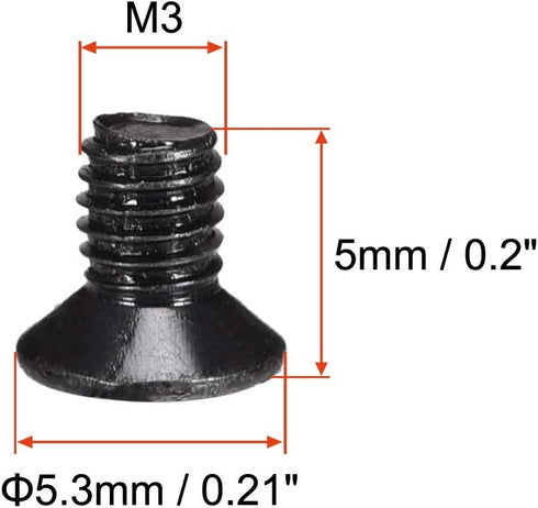 uxcell M3 x 5mm Phillips Screw Fastener - Black for Laptop PC TV Fan Switch (150pcs)