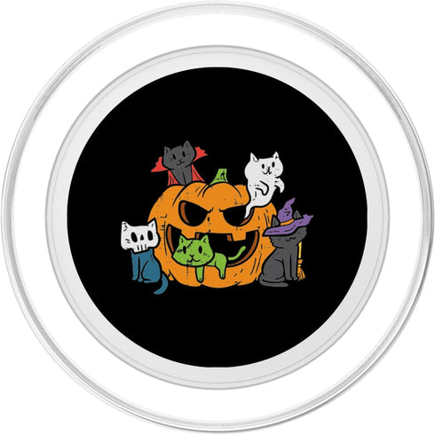 Cute Halloween Vampire Ghost Zombie Witch Cats In Pumpkin PopSockets MagSafe PopGrip for iPhone