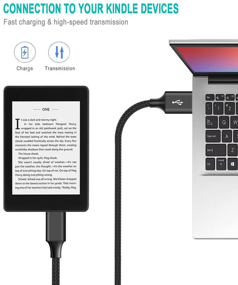 2-Pack 6ft USB C Cable - Compatible with Kindle E-readers, Fire Tablets (All-new HD 10 9th-11th Gen, 7 Kids Edition