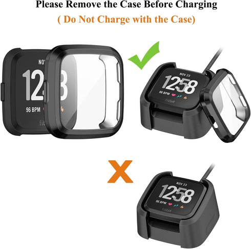 Tobfit 2 Pack Screen Protector Case for Fitbit Versa 2, Soft Plated TPU Full Around Sensitive Touch Protective Cover,
