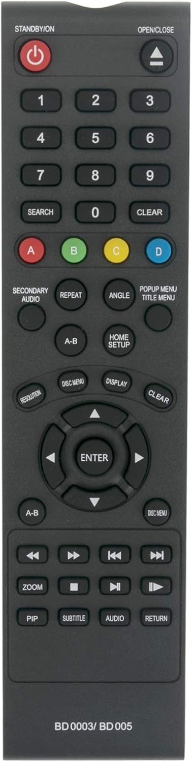 BD003 BD0003 BD005 Remote Control Replacement for Insignia Blu-ray Disc Player NS-BRDVD4-CA, NS-WBRDVD Series