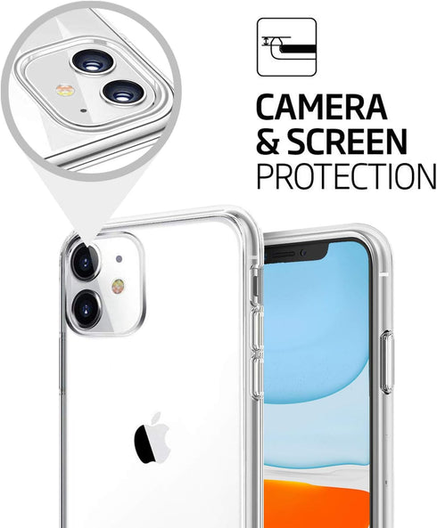 TENOC 11, 6.1 Inch Phone Case Compatible with iPhone Clear Case Shockproof Protective Bumper Slim Cover