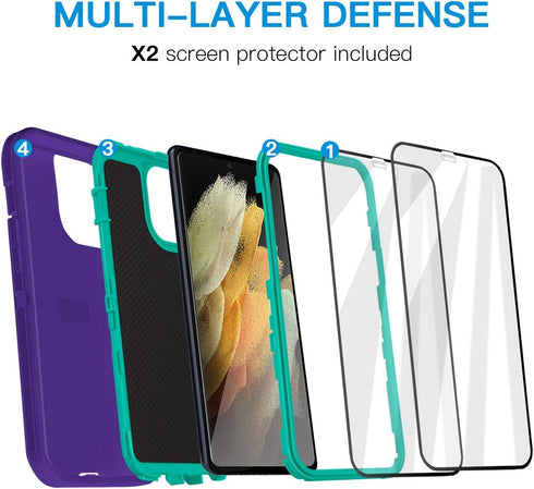 AICase Galaxy S21 Plus Case with Screen Protector, Heavy Duty Drop Protection, Rugged Shockproof/Dust Proof Phone Cover.