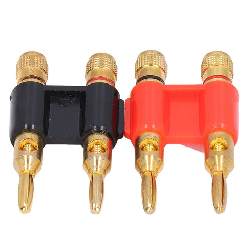2Pcs Stackable Dual Banana Plugs for Speaker Wire, Brass Male Plug 2 Way Banana Connectors