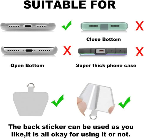 SS Phone Lanyard, Adjustable Detachable Neck Strap with Phone Patch for Any Cell Phone Smartphones, Grey.