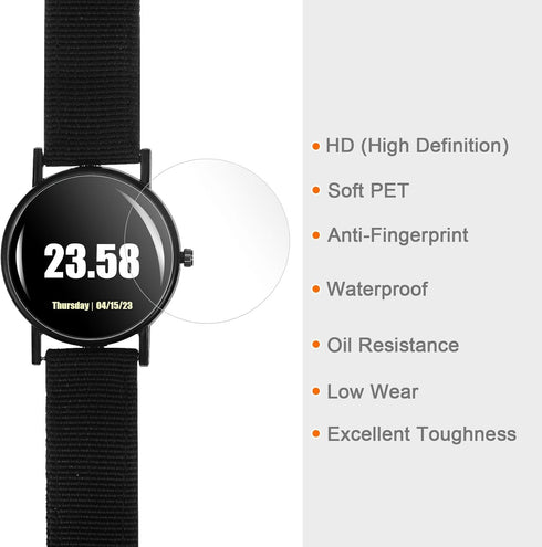 5pcs Watch Glass Screen Protectors 27mm HD High Definition Anti-Fingerprint Soft PET Universal Round Smartwatch Screen Protective Film Protector (for Flat Screen)