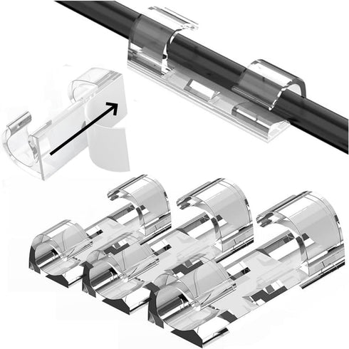 YOYOQIEKENAO Clear Cable Clamp, 100pcs Medium, Strong Self-Adhesive Wire Fixing Tool for Desk and Wall