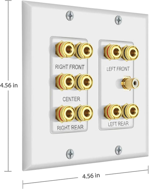 ICESPRING 5.1 10 5 1 Home Theater Surround Sound Distribution Wall Plate Banana Binding Post Coupler for Speakers