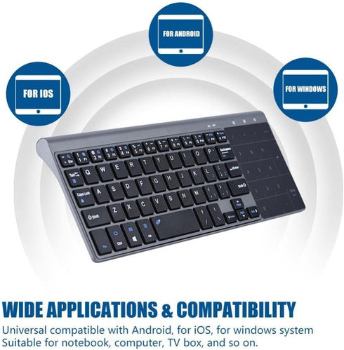 Yoidesu Keyboard with Touchpad, Mini QWERTY Ultra-Thin Keyboard with Receiver, 59 Silent Keys, 1200DPI for PC, Laptop,
