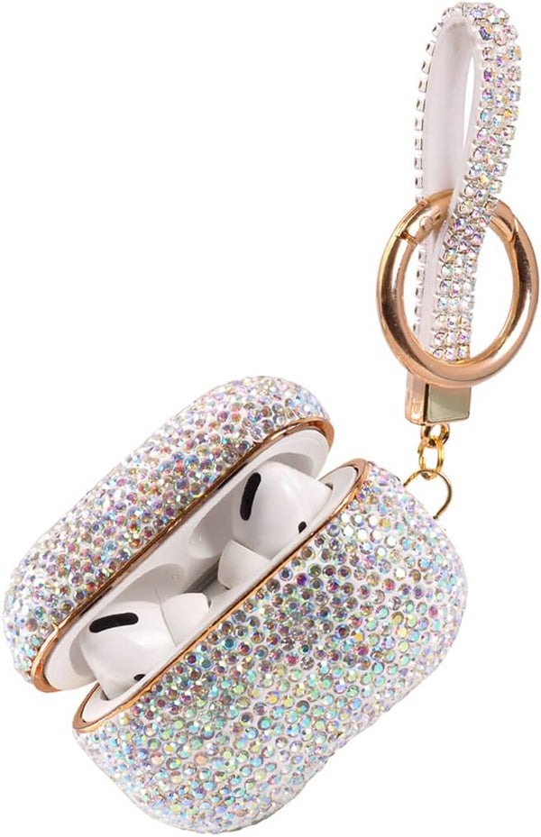 Sparkly Diamond Case for AirPods Pro 1&2 Generation, Shockproof Rhinestone Cover with Keychain