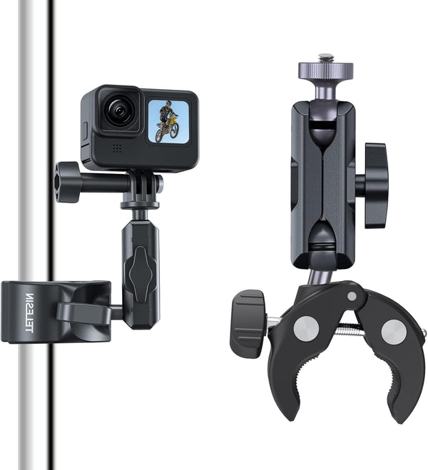 Motorcycle Bike Mount Handlebar Clamp Holder for GoPro Insta360 Accessories, 360 Clip Mounting for Go Pro Max 13 12 11