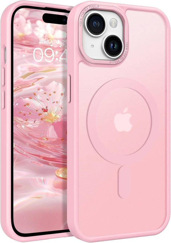 BENTOBEN iPhone 15 Plus Case, Tender Pink Slim Shockproof Magnetic Cover, Compatible with MagSafe for Women & Men.
