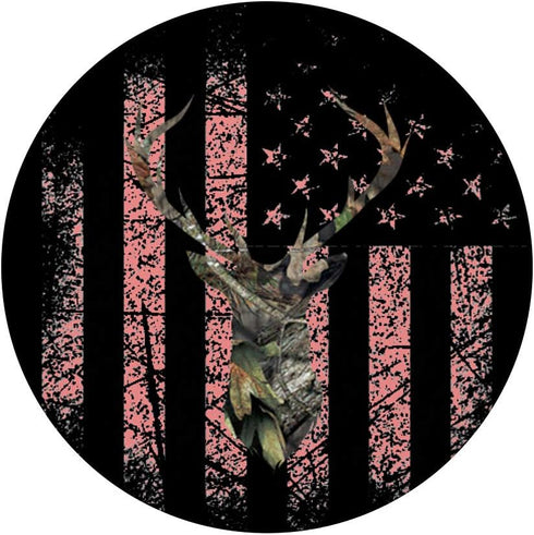 USA Flag Pink Black Background PopSockets - Women Girls Deer Hunting Camo Swappable Grip