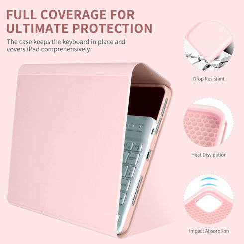 Keyboard Case for iPad Air 11 inch 2024 & iPad Pro 11 inch, Detachable Bluetooth Keyboard with Pencil Holder (Pink)