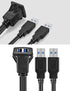 Dual USB3.0 Square Flush Mount - 1M 3ft Extension Mount for Car, Boat, Motorcycle, Dash, Panel