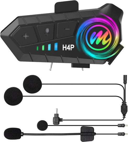 Motorcycle Helmet Headset - Moman H4Plus Single Use Snowmobile Motorbike Wireless Headphone with AI Voice Assistant,