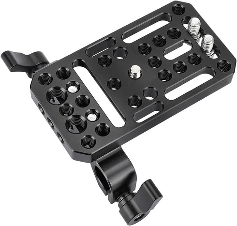 Universal Camera Baseplate – Integrated with 15mm Dual Rod Clamp for Shoulder Support Rig Tripod