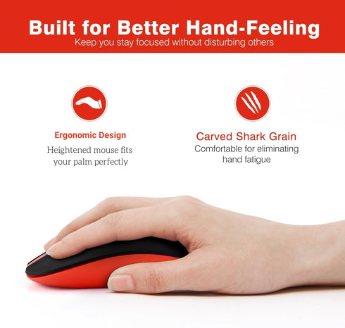 Leadsail Rechargeable Wireless Slim Cordless Mouse, 2.4G Portable Less Noise Optical Mouse with 5 Adjustable DPI Levels
