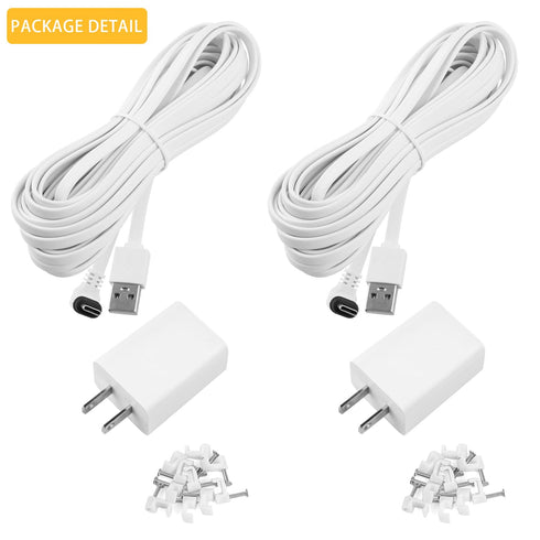 iTODOS 2 Pack 20ft/6m Power Cable and Adapter for Alro Essential 2K Outdoor Security Camera, Weatherproof Charging