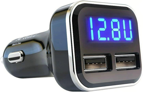 24W Dual USB Car Charger with 4.8A Volt Meter, LED Voltage & Amps Display, Compatible with iPhone 15/15 Pro Max