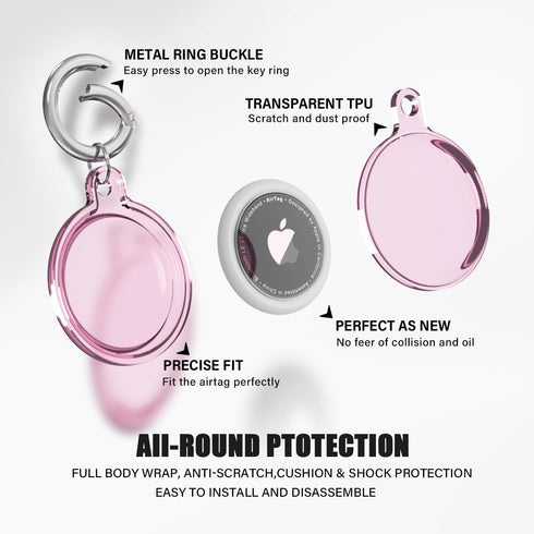 4 Pack Waterproof Airtag Holder Case with Keychain, Shockproof & Scratchproof for Pet Tracking, Bags, Kids, Keys,