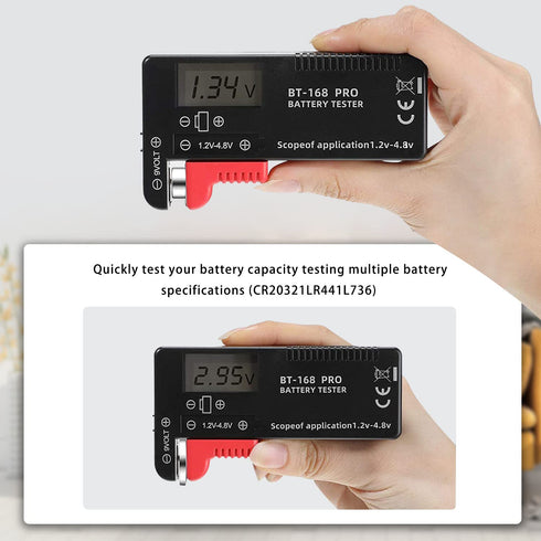 3PCS Digital LCD Battery Tester Checker for AA AAA 1.5V 3.7V 1.2~4.8V 9V Batteries, Household Battery Life Level Testers