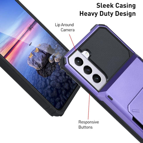Wallet Case for Samsung Galaxy S22 with 4 Card Holder Slot - Shockproof Hybrid Heavy Duty Protection Armor Case