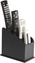 JACKCUBE DESIGN Black Leather Remote Control Organizer Holder with 4 Compartments, Media Storage Box (MK292A)