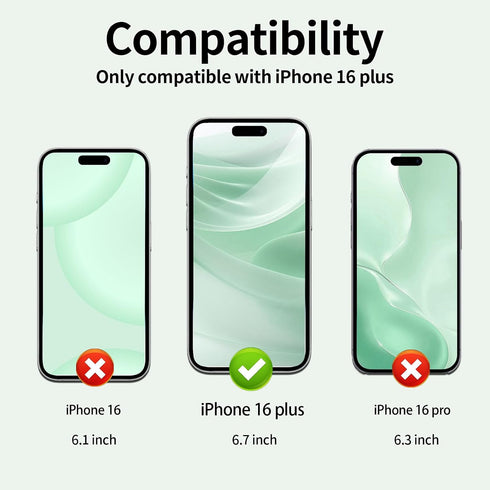 3Pack 16 9H BLEUM CADE Screen Protector for iPhone Plus with Installation Frame, Anti-Fingerprint Hardness Tempered