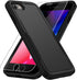 Heavy-Duty Tough Rugged Case with Screen Protector for iPhone SE 2022/2020/SE3/7/8, Military Grade Drop Tested, Black.