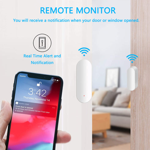 WiFi Door Sensor, Smart Window Contact Sensor for Home Security, Compatible with Alexa and Google Assistant, 2 Pack