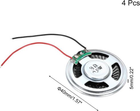 uxcell 4 0.5W 8 Pcs Ohm Small Speakers Metal Shell Round Internal Micro Magnet Speaker for Mini Speakers DVD EVD