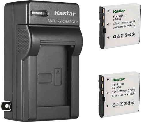 Kastar 2-Pack Battery and AC Wall Charger Replacement for GE GB-60 Battery, GE X600 Digital Camera