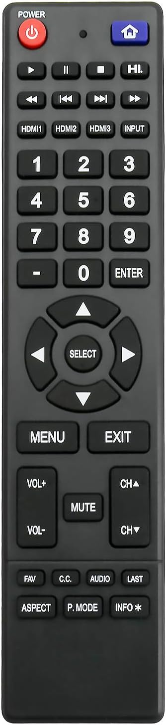 850125633 Replacement Remote Control for Hitachi TV Models - LE49A6R9, LE32E6R9, LE55A6R9, and More