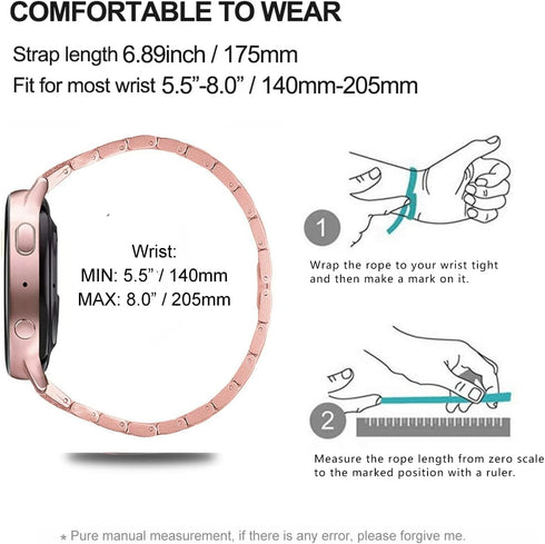 Bands Compatible with Samsung Gear Sport/Galaxy Watch 42mm, Luxury Rhinestone Diamond Steel Metal Strap with Bezel Ring