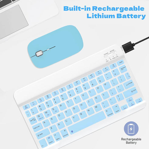 Bluetooth Keyboard and Mouse Combo, Ultra-Slim Wireless Keyboard Mouse Set for Android Windows iPad iPhone Samsung