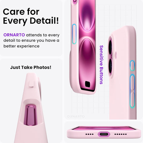 ORNARTO 16 6.7, 3 6.7 Inch, Compatible with iPhone Plus Case Slim Liquid Silicone Layers Full Covered Soft Gel Rubber