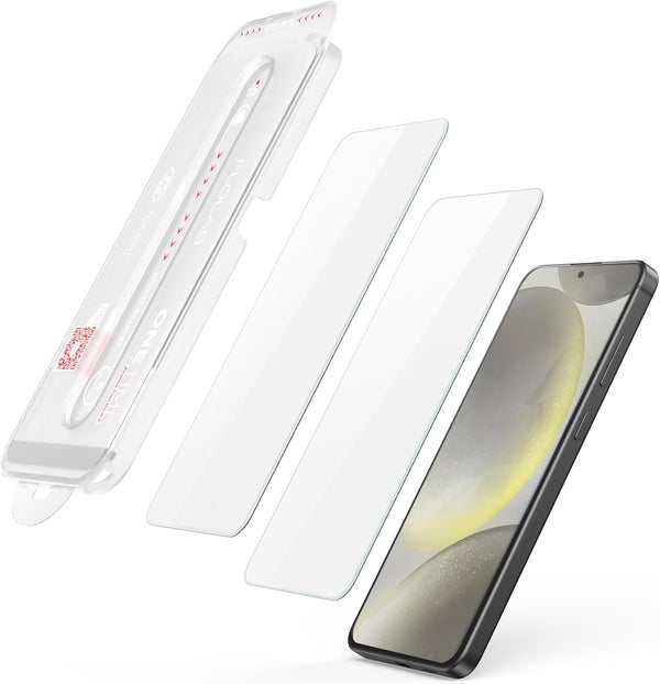FLOLAB NanoArmour ONETIME for Samsung Galaxy S24 Case Friendly Screen Protector, Tempered Glass 2 Pack