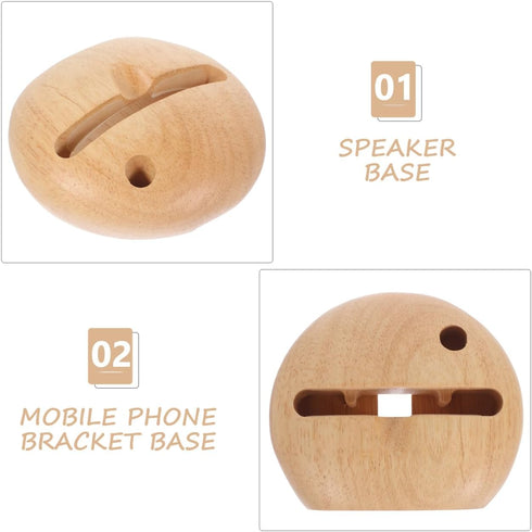 Hemobllo 4.33X3.54X1.57In Wooden Cell Phone Holder Sound Amplifying Smartphone Stand Desktop Bracket for Music Reading