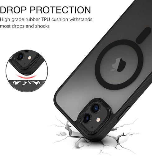 BENTOBEN iPhone 11 Case - Slim, Shockproof, Anti-Fingerprint, Translucent Matte, MagSafe Compatible, Black, 6.1’’