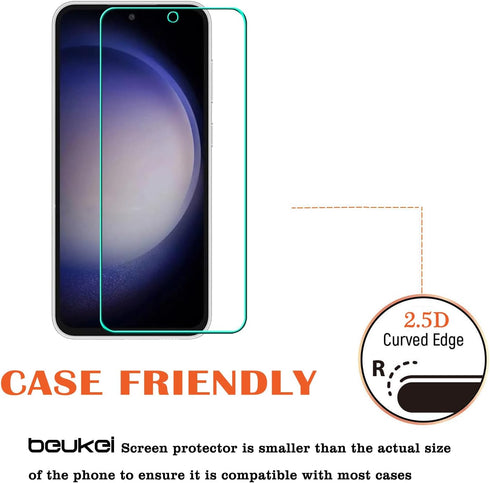 Beukei 4 Pack Tempered Glass Screen Protector for Samsung Galaxy S23 FE 5G, Touch Sensitive, Case Friendly, 9H Hardness.