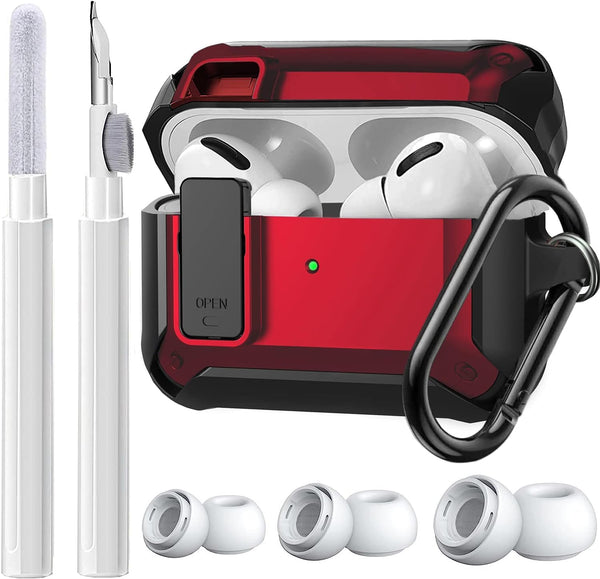 Olytop for Airpods Pro/Pro 2 Gen Case Cover, Shockproof Hard Protective Skin Case with Cleaner Kit & Replacement Ear