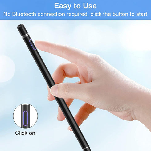 Fine Point Stylus Pen for Touch Screens, Active Pencil Compatible with iPhone, iPad Pro, Air, Mini, and Tablets (Black)