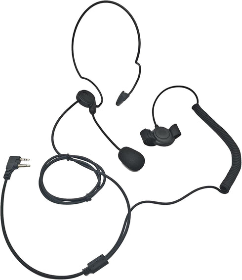 Ptt Mic Earpiece - Two Way Radio Headset Behind The Head Ear Piece for Midland 2 Pin Walkie Talkie