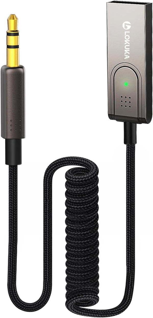 Bluetooth 5.3 to Aux Adapter for Car, USB to 3.5mm Bluetooth Receiver for Hands-Free Call and Music